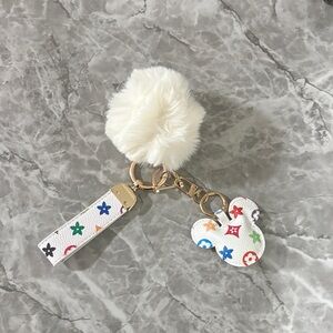 Colorful Mickey Keychain with Pom Pom